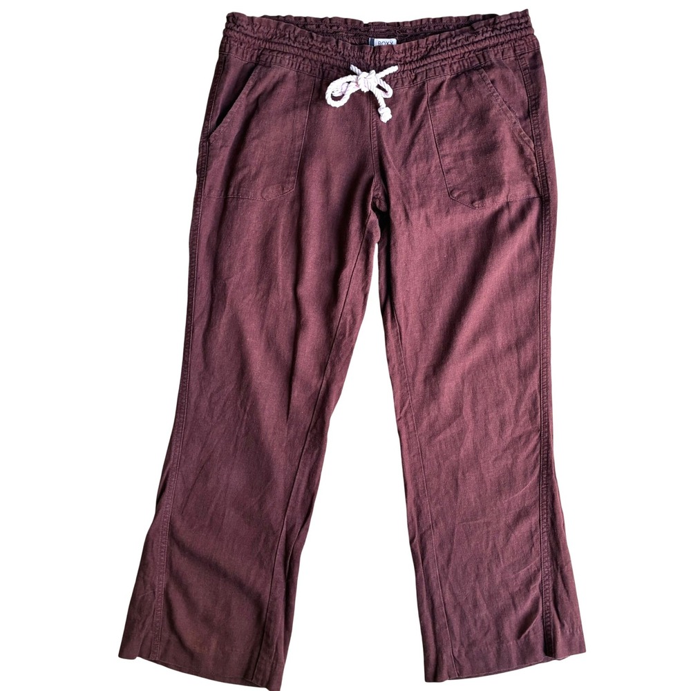 Women's Drawstring Wide-Leg Pants - Burgundy